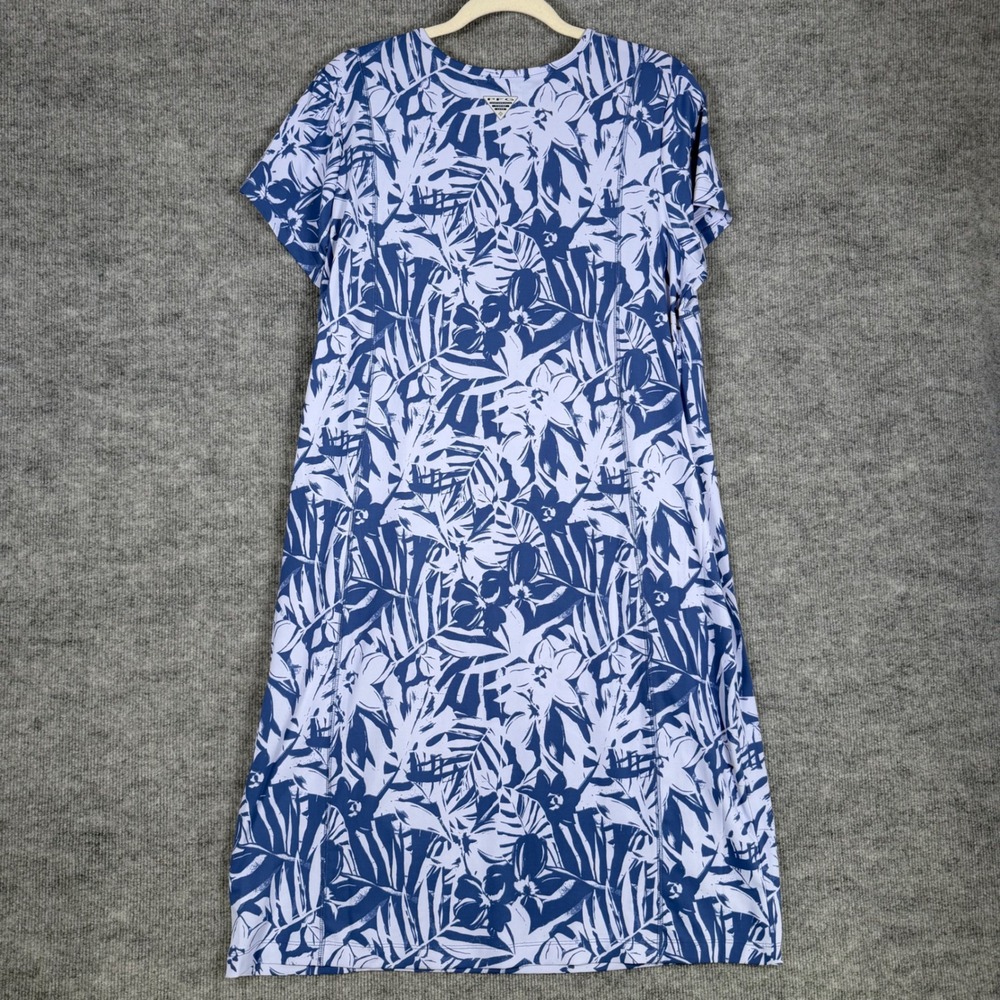 Columbia PFG Freezer Dress Womens-XL Blue Tropical Floral Palm - Picture 2 of 10